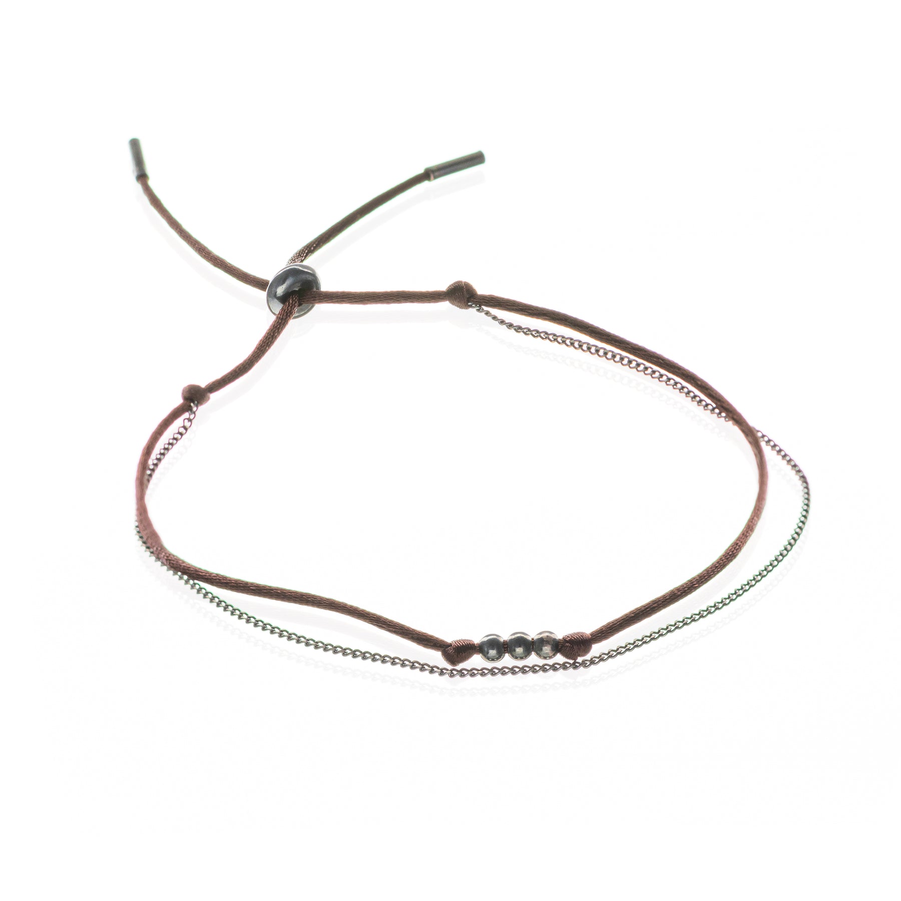 Pulseira UNIÃO - Cetim e Corrente em Prata925