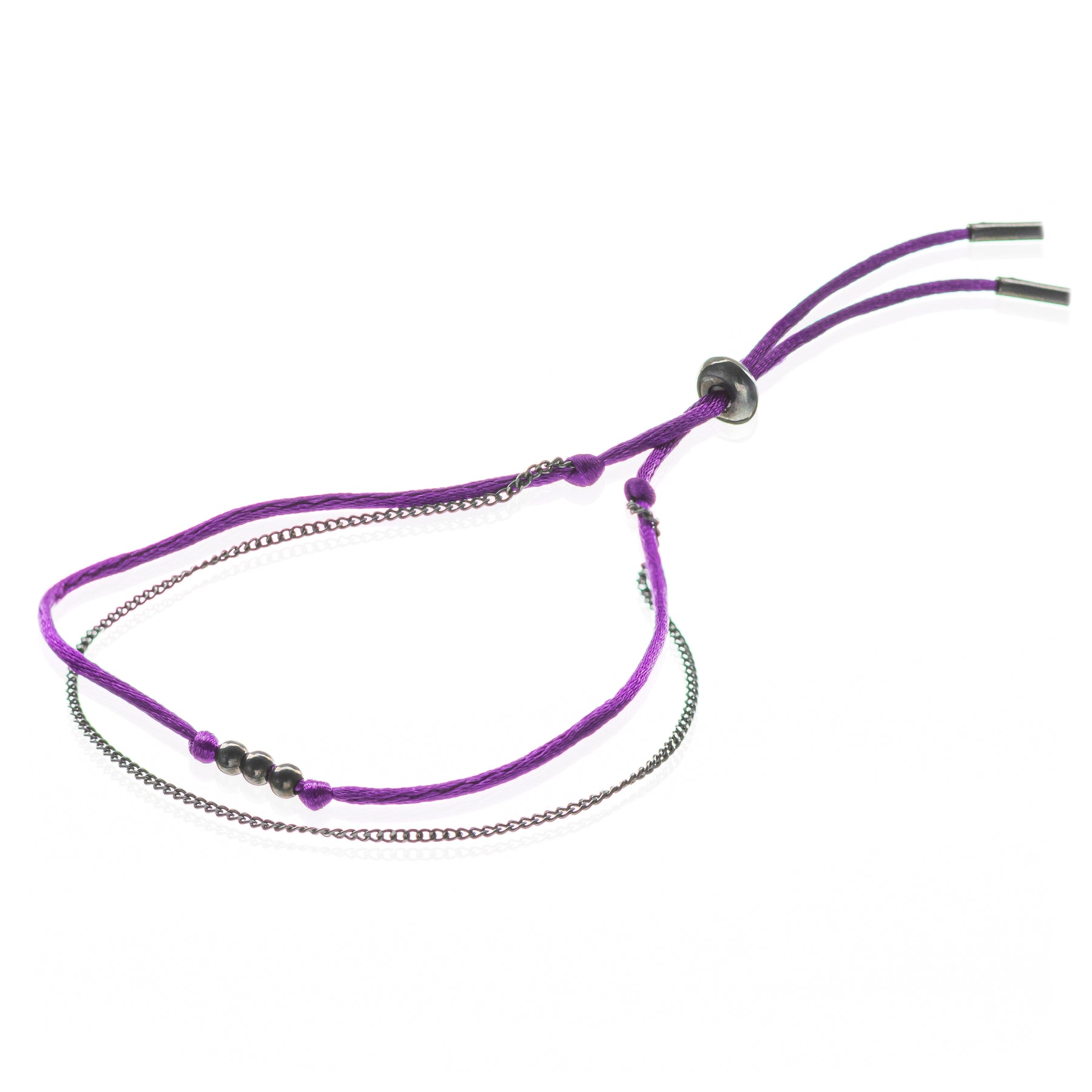 Pulseira UNIÃO - Cetim e Corrente em Prata925