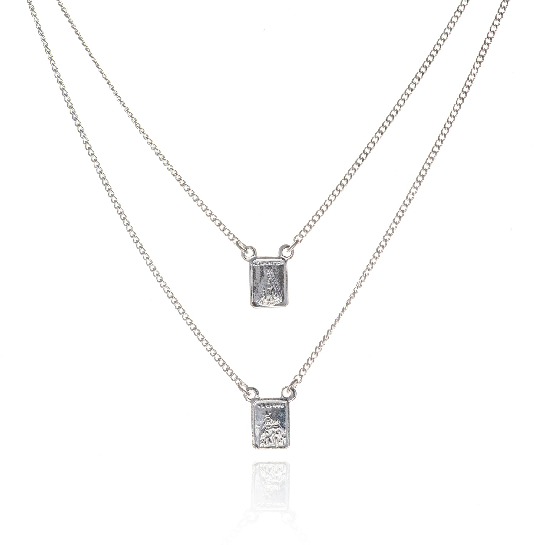 Escapulário em Prata 925 (Sagrado Coração de Jesus e Nossa Senhora do Carmo)