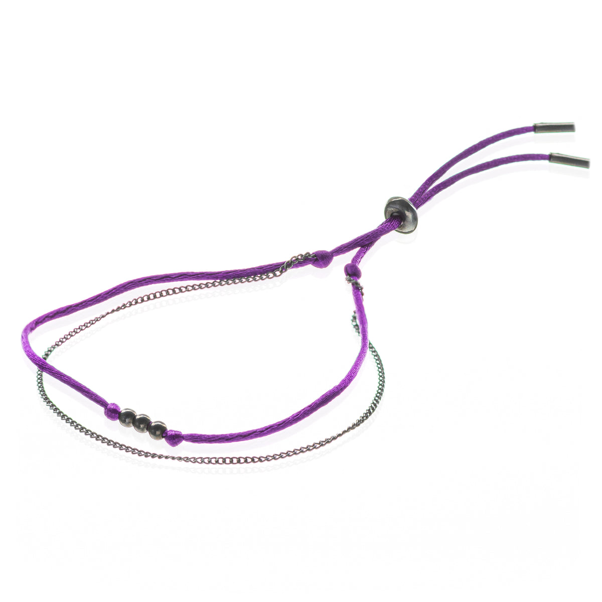 Pulseira UNIÃO - Cetim e Corrente em Prata925