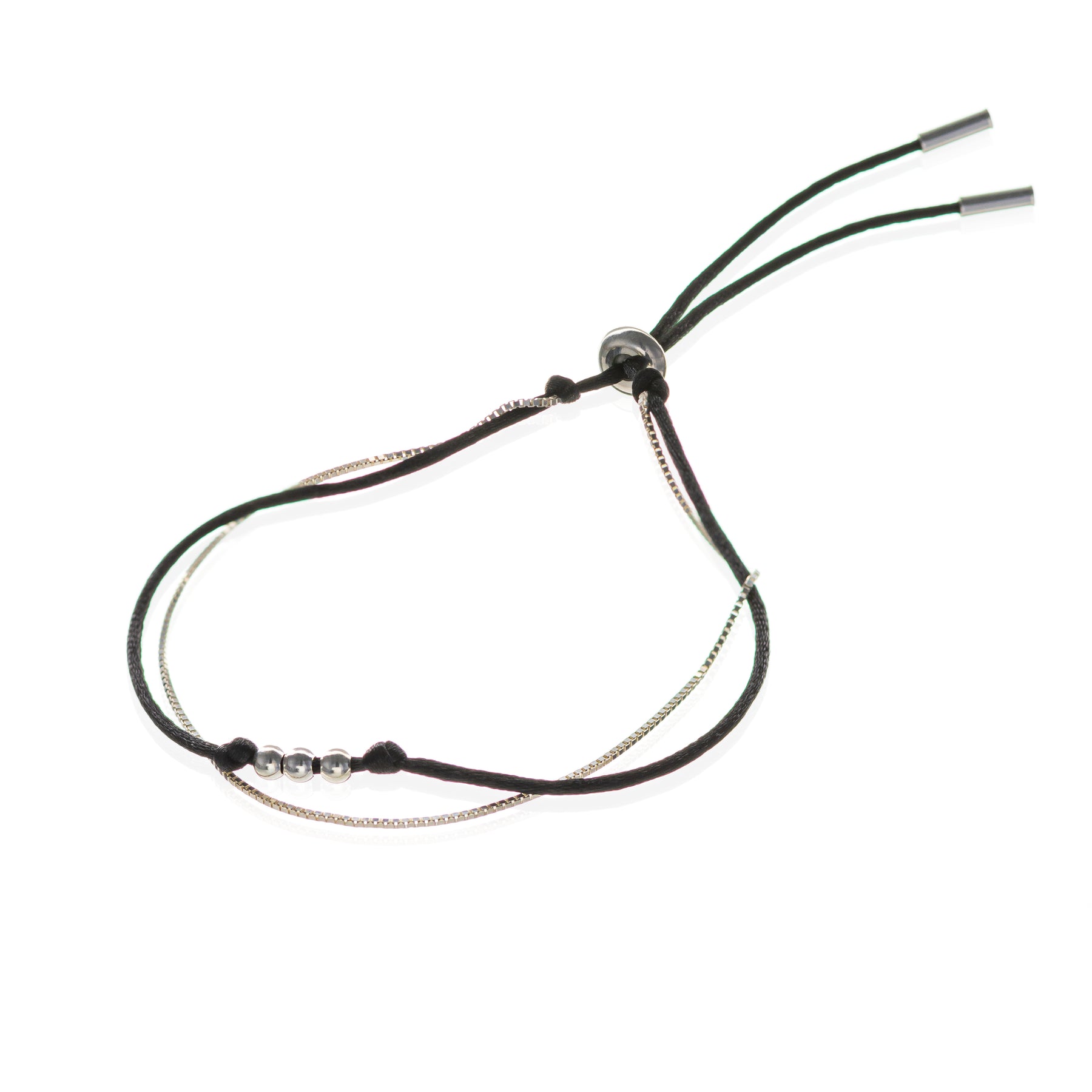 Pulseira UNIÃO - Cetim e Corrente em Prata925