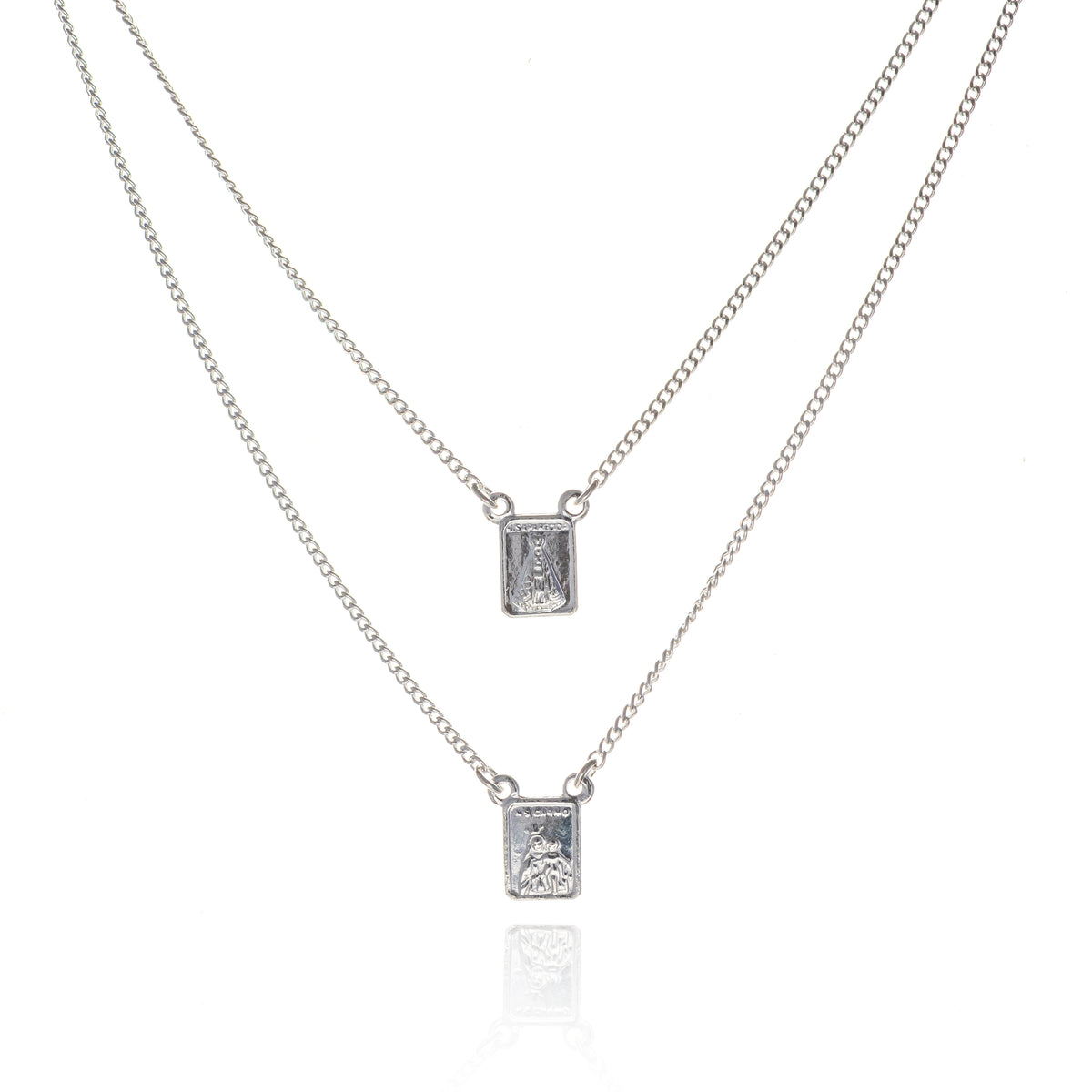 Escapulário em Prata 925 (Sagrado Coração de Jesus e Nossa Senhora do Carmo)