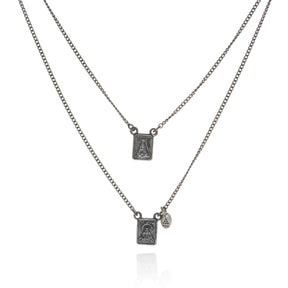 Escapulário em Prata 925 (Sagrado Coração de Jesus e Nossa Senhora do Carmo)